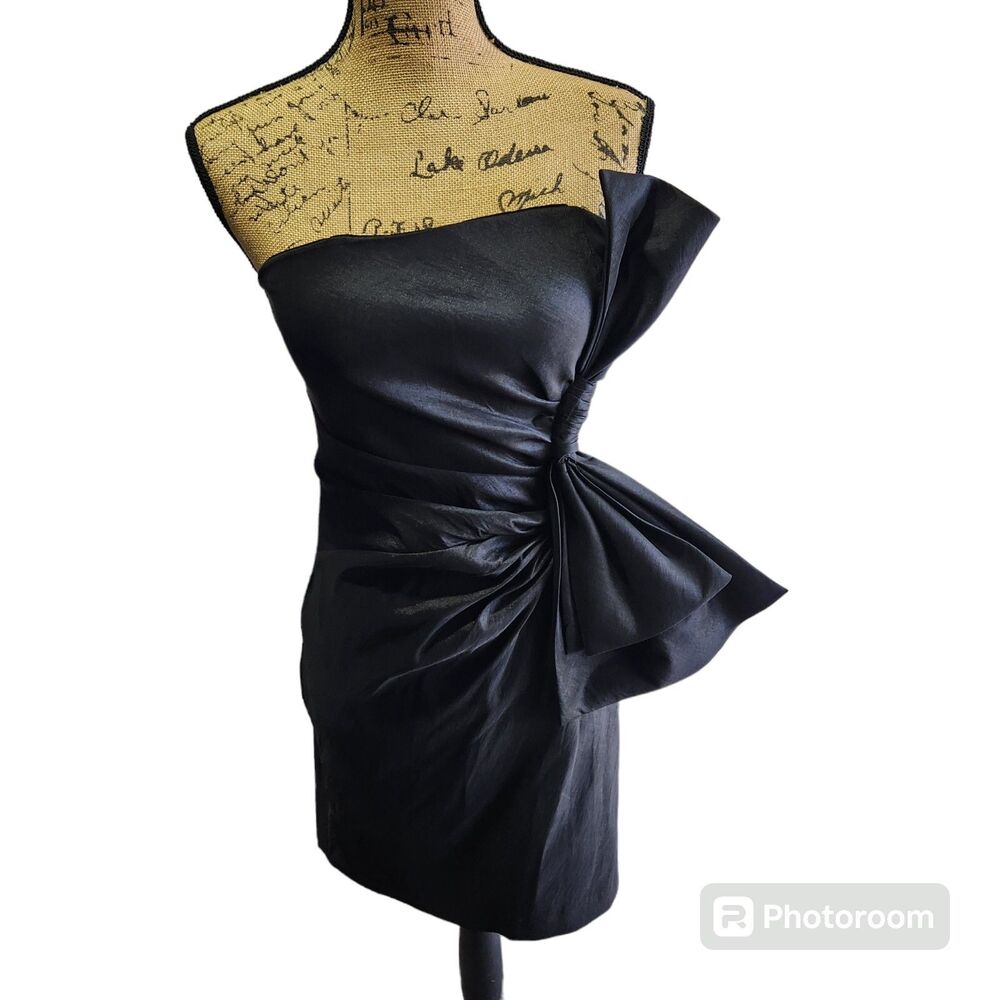 Poetry Strapless Dress Juniors SZ Med Y2K Artsy Cocktail Avant Garde Sexy‎ Party